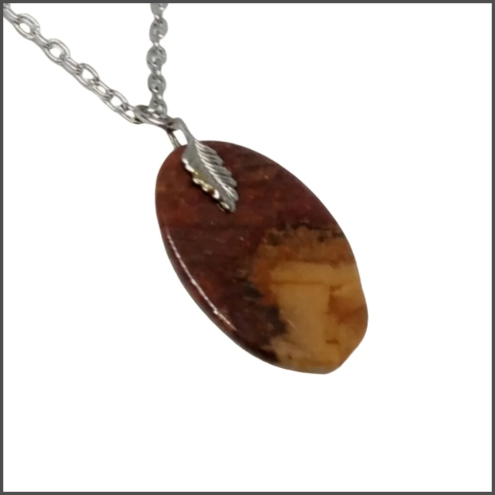Genuine Natural Stone with Stainless Steel Necklace